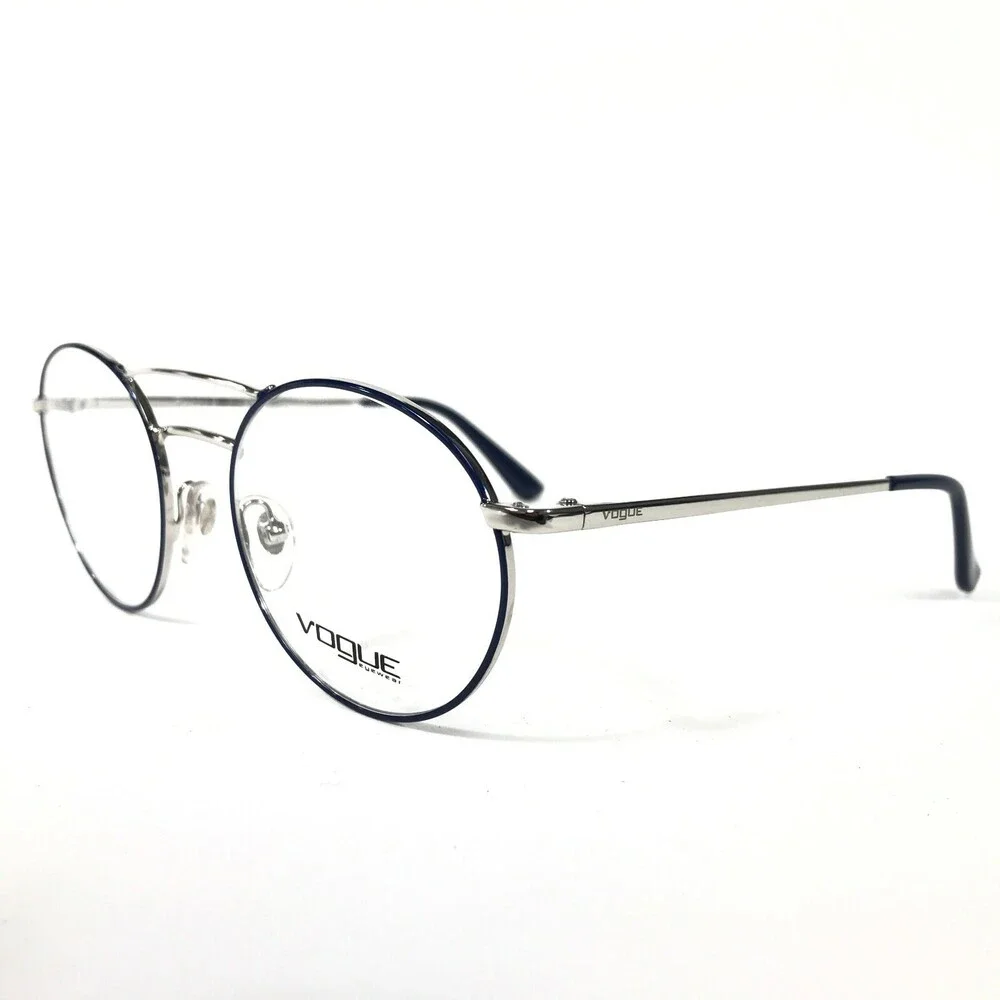 Vogue Eyeglasses Frames VO4059 5059 Blue Silver Round Full Wire Rim 48-19-135